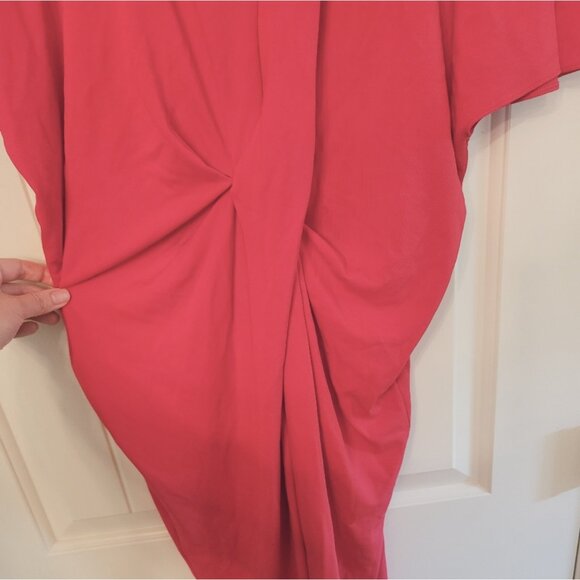 Lanvin Dress - Pink Crepe Loose Fit Twist Front Drape Dress (2015 Designer) - Picture 6 of 10